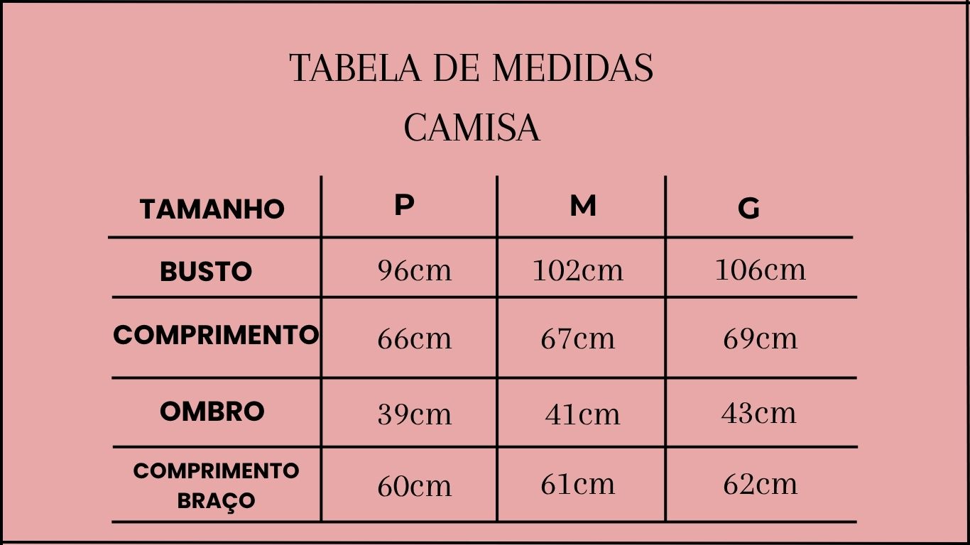 TABELA CAMISA LISTRADA 
